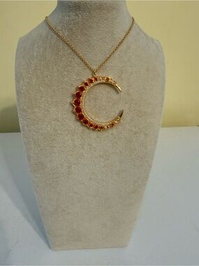 Hespera Mega Moon Pink Tourmaline Gold Pendant
